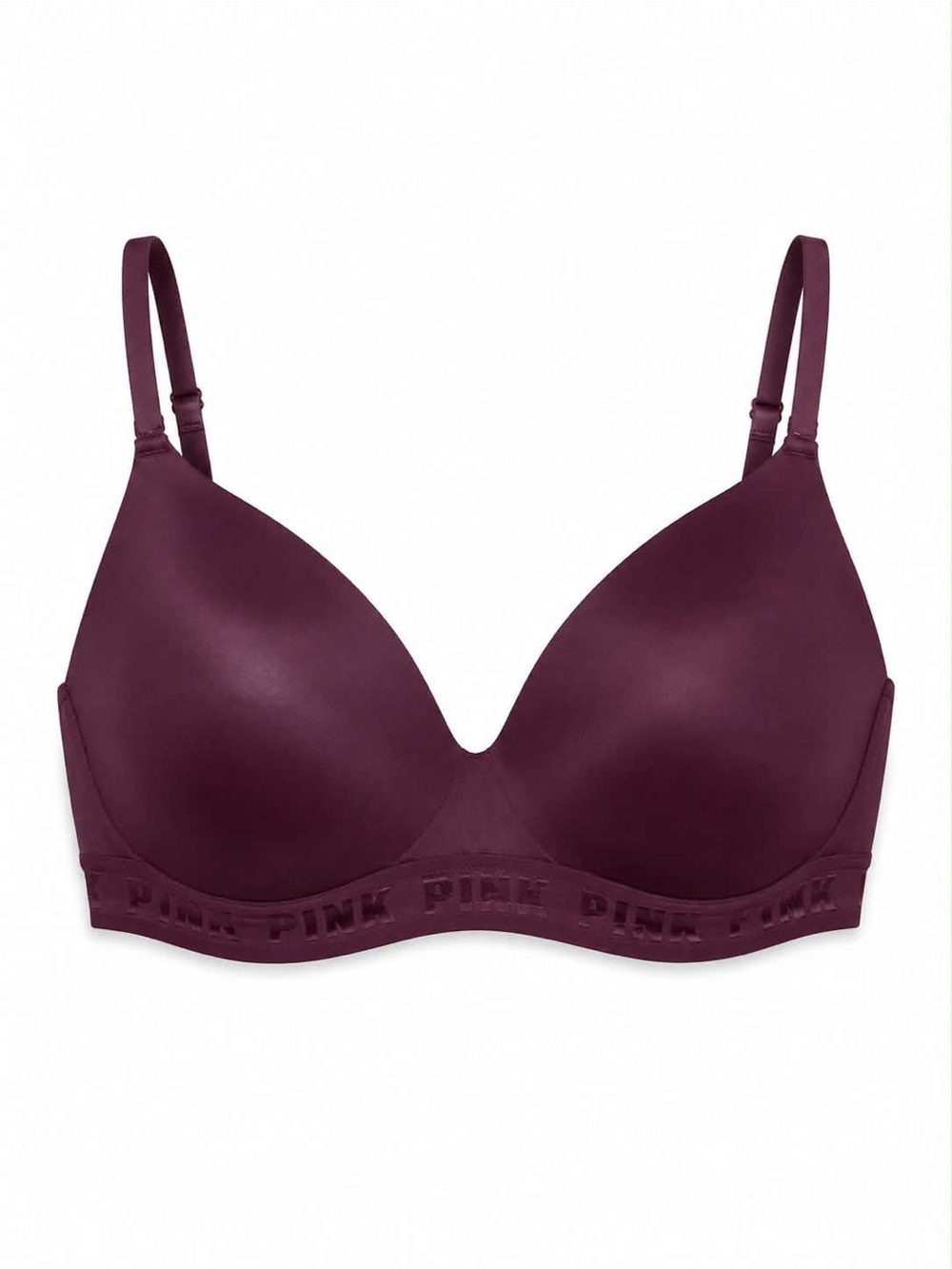 PINK Victoria's Secret Smooth Molded T-Shirt Bra Deep Plum – Size 36DD